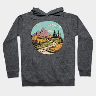 Beautiful Hiking Trail Illustration Hoodie